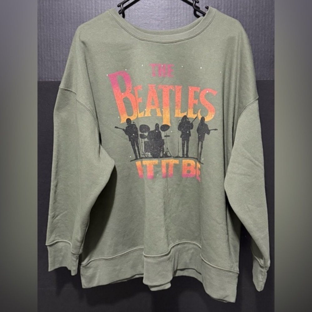 🪩The Beatles Let It Be Olive Crew Neck Sweatshirt